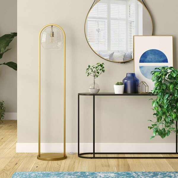 Hudson & Canal 64 in. Sydney Floor Lamp with Seeded Glass Shade, Brushed Brass FL1585